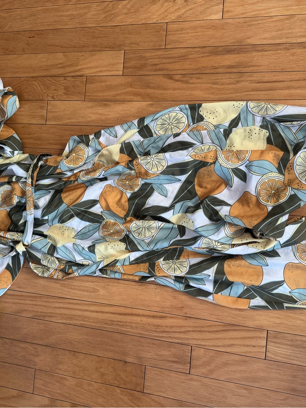 Andrea Iyamah Citrus-Print Kimono Maxi Dress — Yellow, Green, Orange - Picture 6 of 6